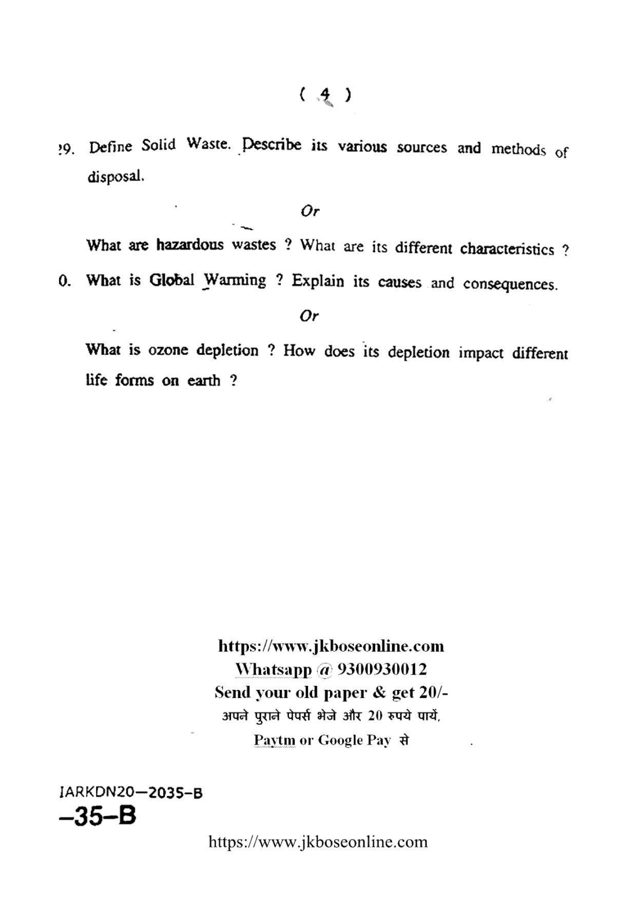 JKBOSE Class 12 Environmental-Science 2035-B Question Papers 2020 - Page 4