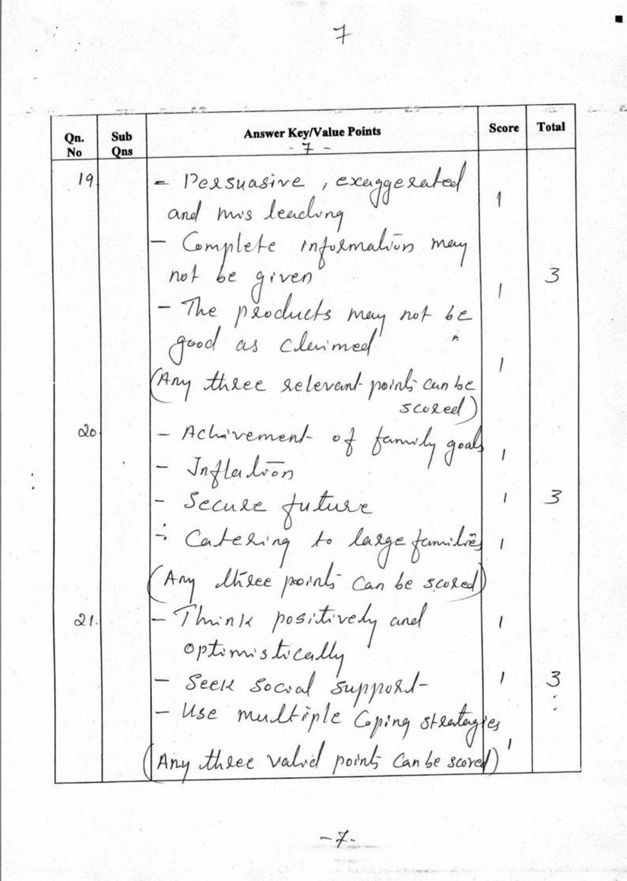 Kerala Plus One 2018 Home Science Answer Key - Page 7