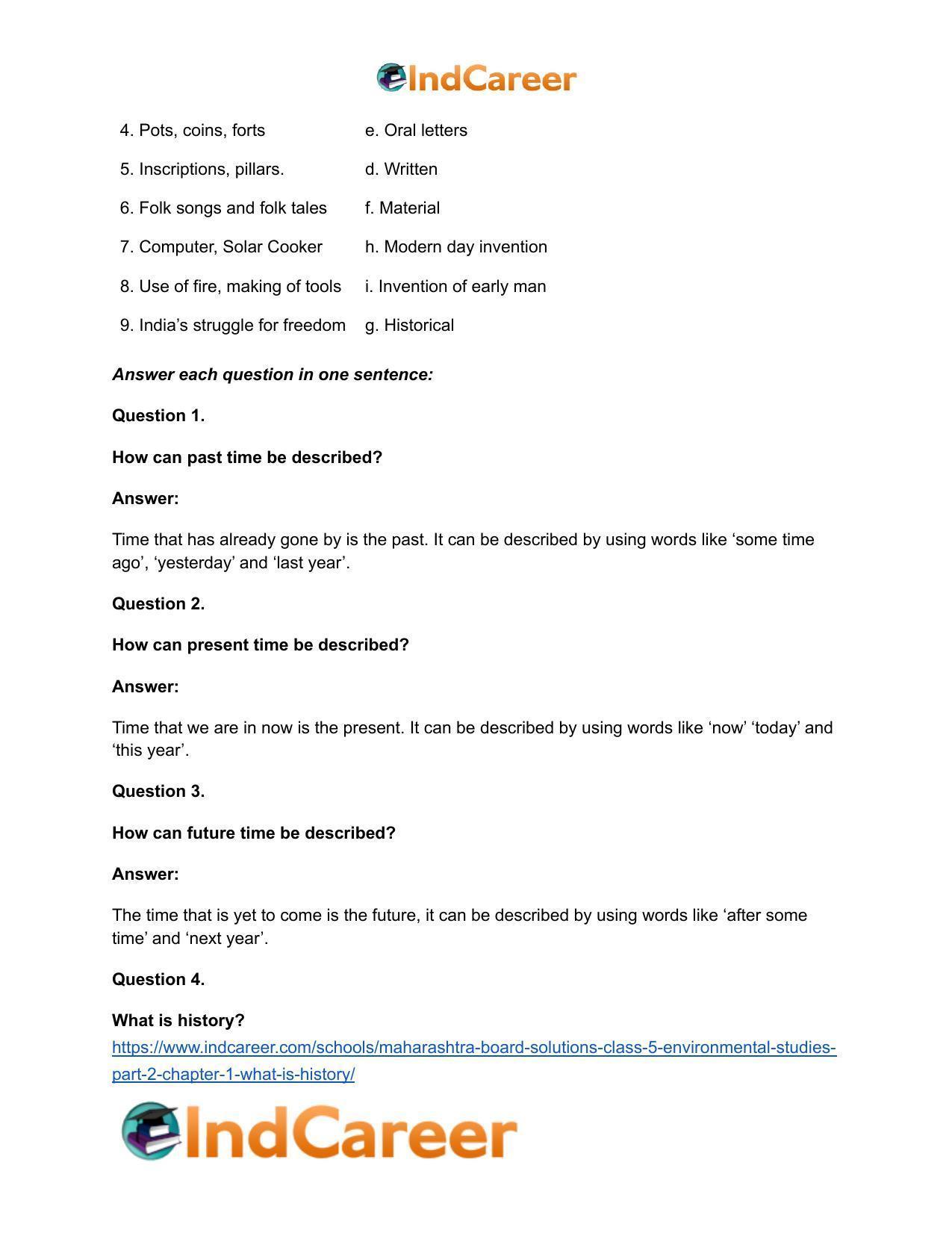 Maharashtra Board Solutions Class 5-Environmental Studies (Part 2): Chapter 1- What is History? - Page 9
