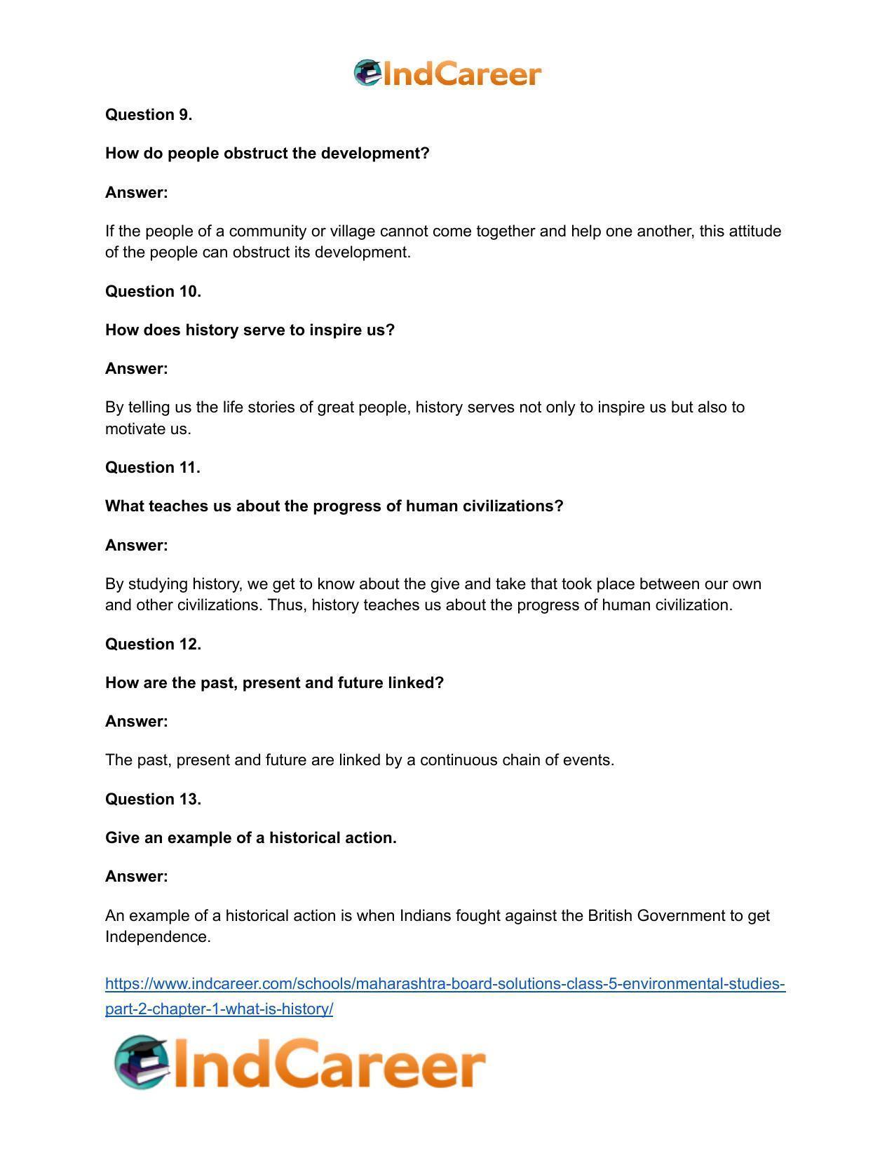 Maharashtra Board Solutions Class 5-Environmental Studies (Part 2): Chapter 1- What is History? - Page 11