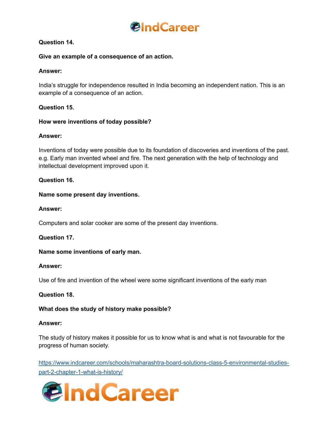 Maharashtra Board Solutions Class 5-Environmental Studies (Part 2): Chapter 1- What is History? - Page 12
