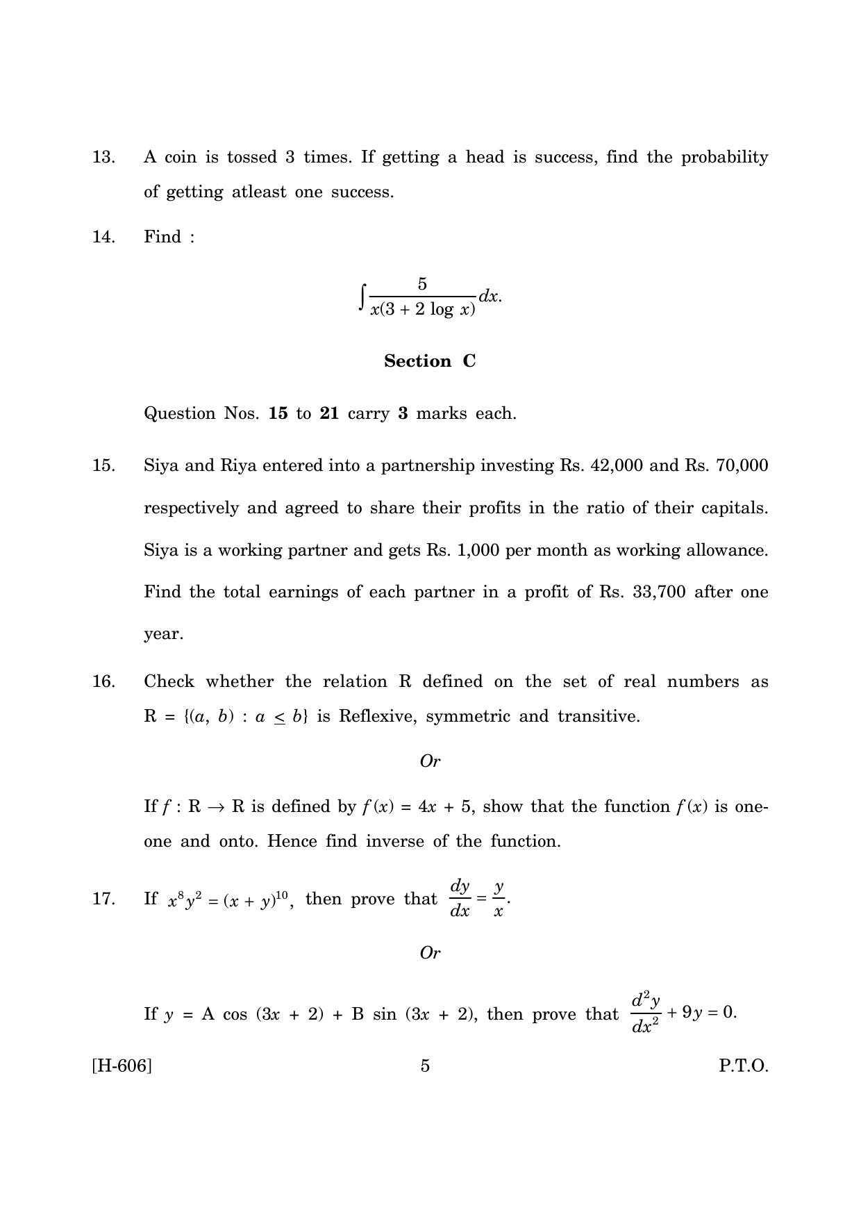 Goa Board Class 12 Mathematics & Statistics (June 2019) Question Paper - Page 5