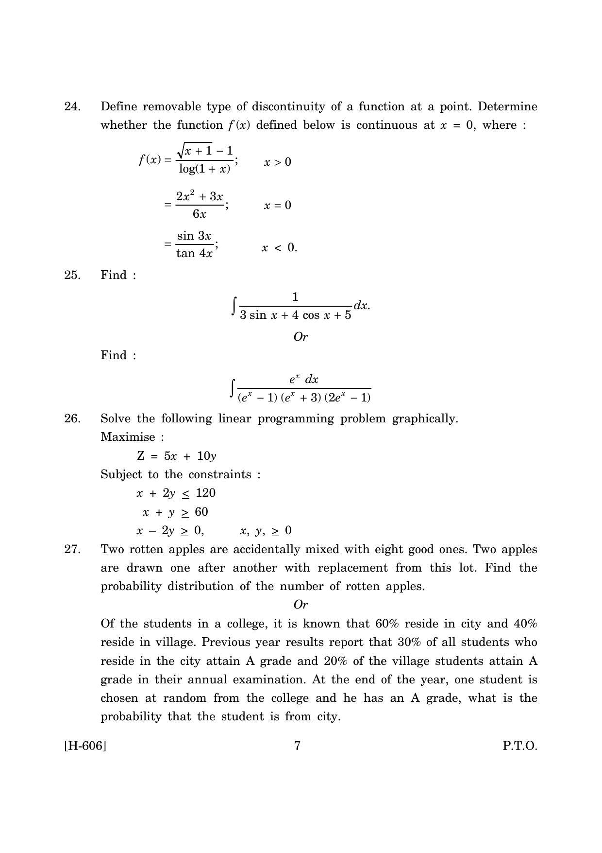 Goa Board Class 12 Mathematics & Statistics (June 2019) Question Paper - Page 7