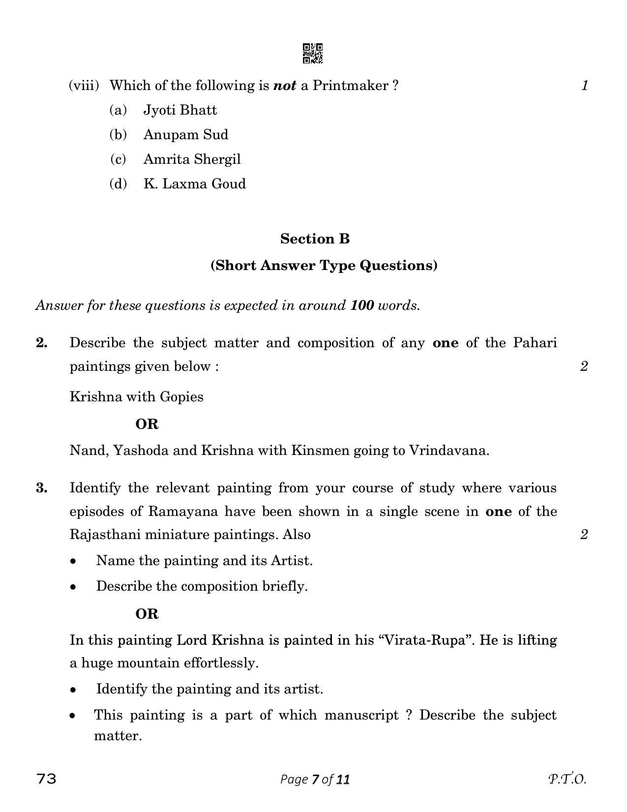 CBSE Class 12 Sculpture (Compartment) 2023 Question Paper - Page 7