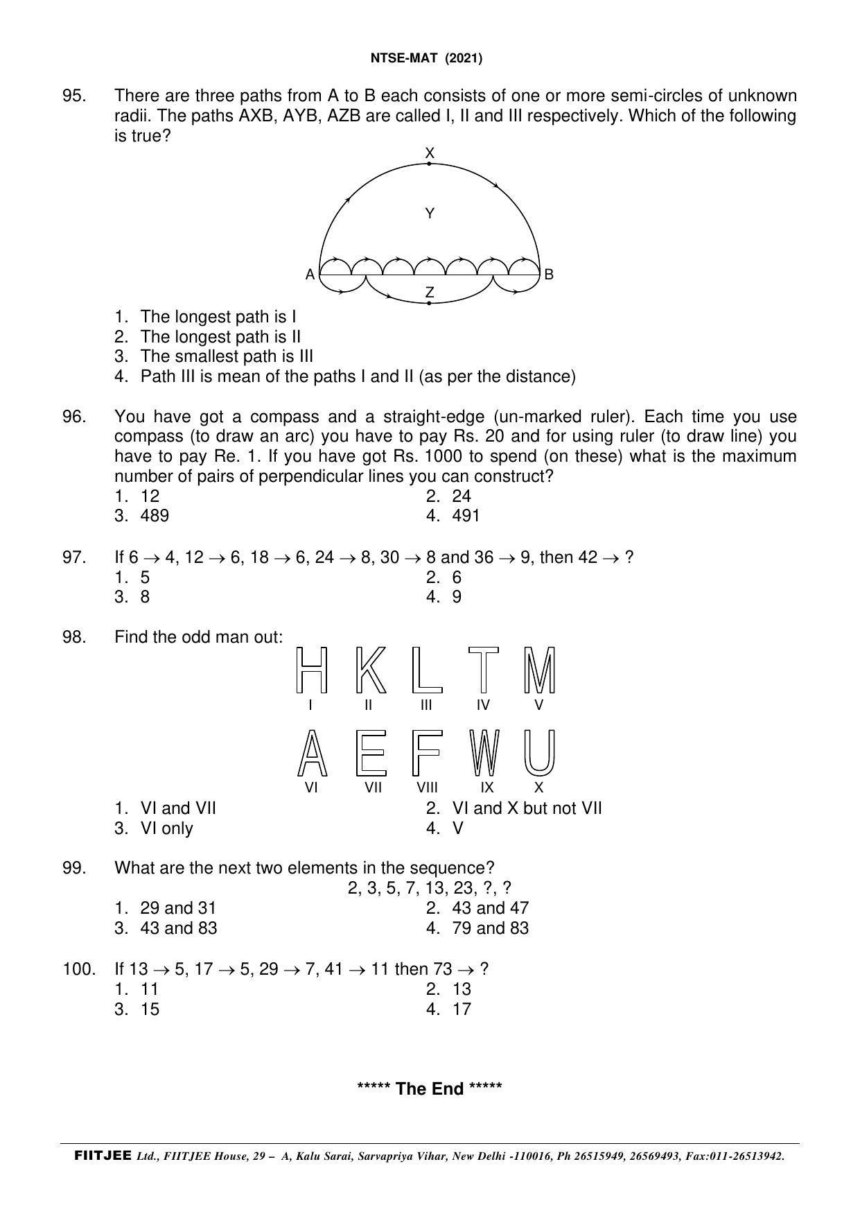 NTSE 2020-21 (Stage II) MAT Paper with Solution (FITJEE) - Page 19