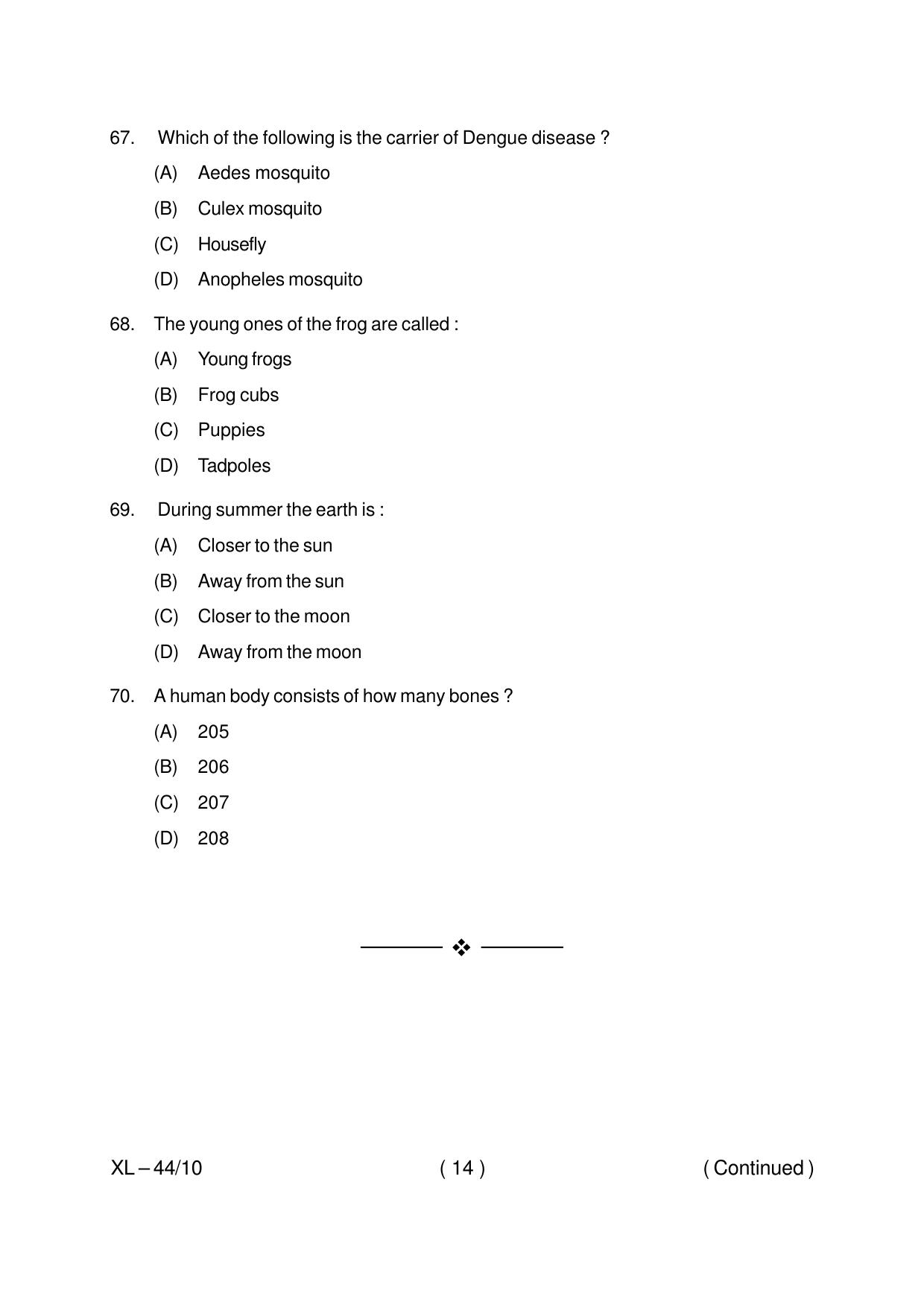 Odisha CPET POPULATION STUDIES 2020 Question Paper - Page 14