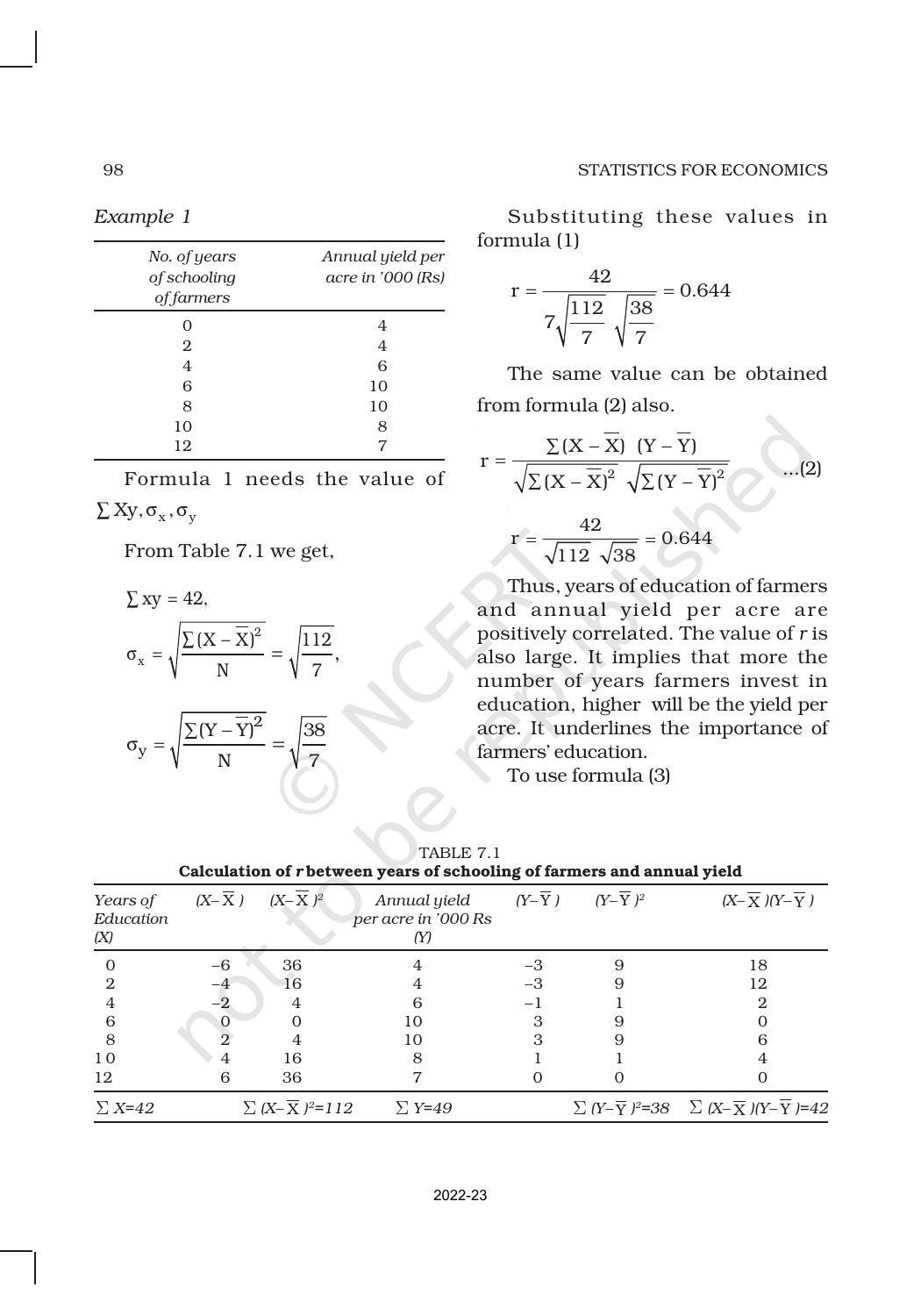 NCERT Book for Class 11 Economics (Statistic Economics) Chapter 7 Correlation - Page 8
