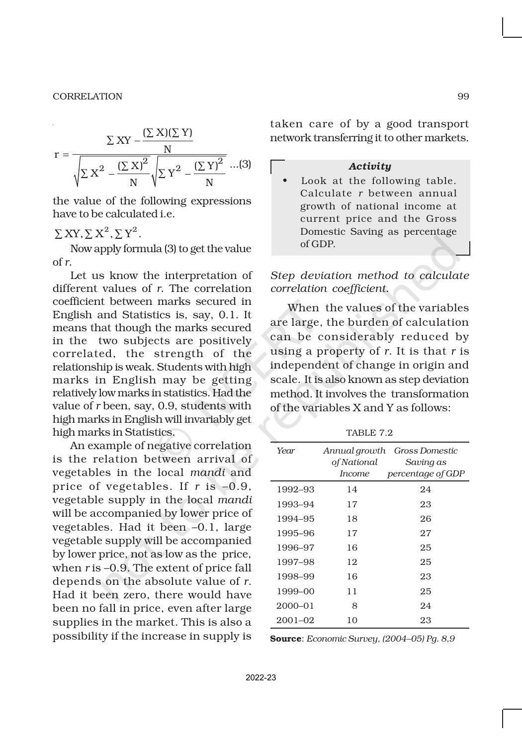 NCERT Book for Class 11 Economics (Statistic Economics) Chapter 7 Correlation - Page 9