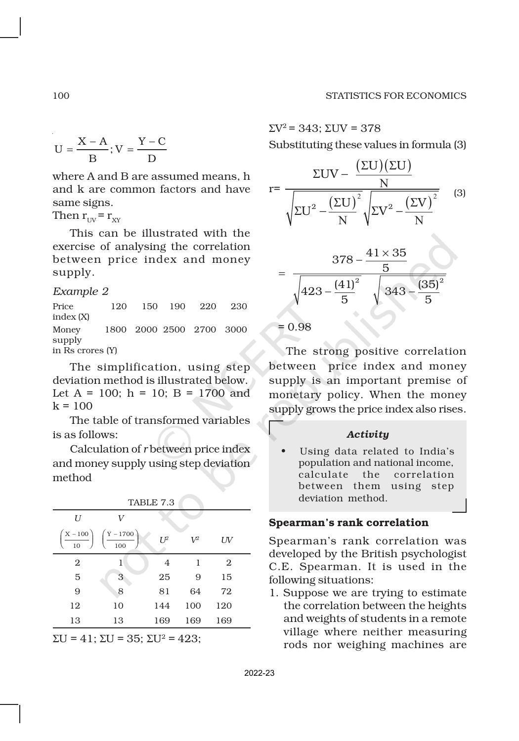 NCERT Book for Class 11 Economics (Statistic Economics) Chapter 7 Correlation - Page 10