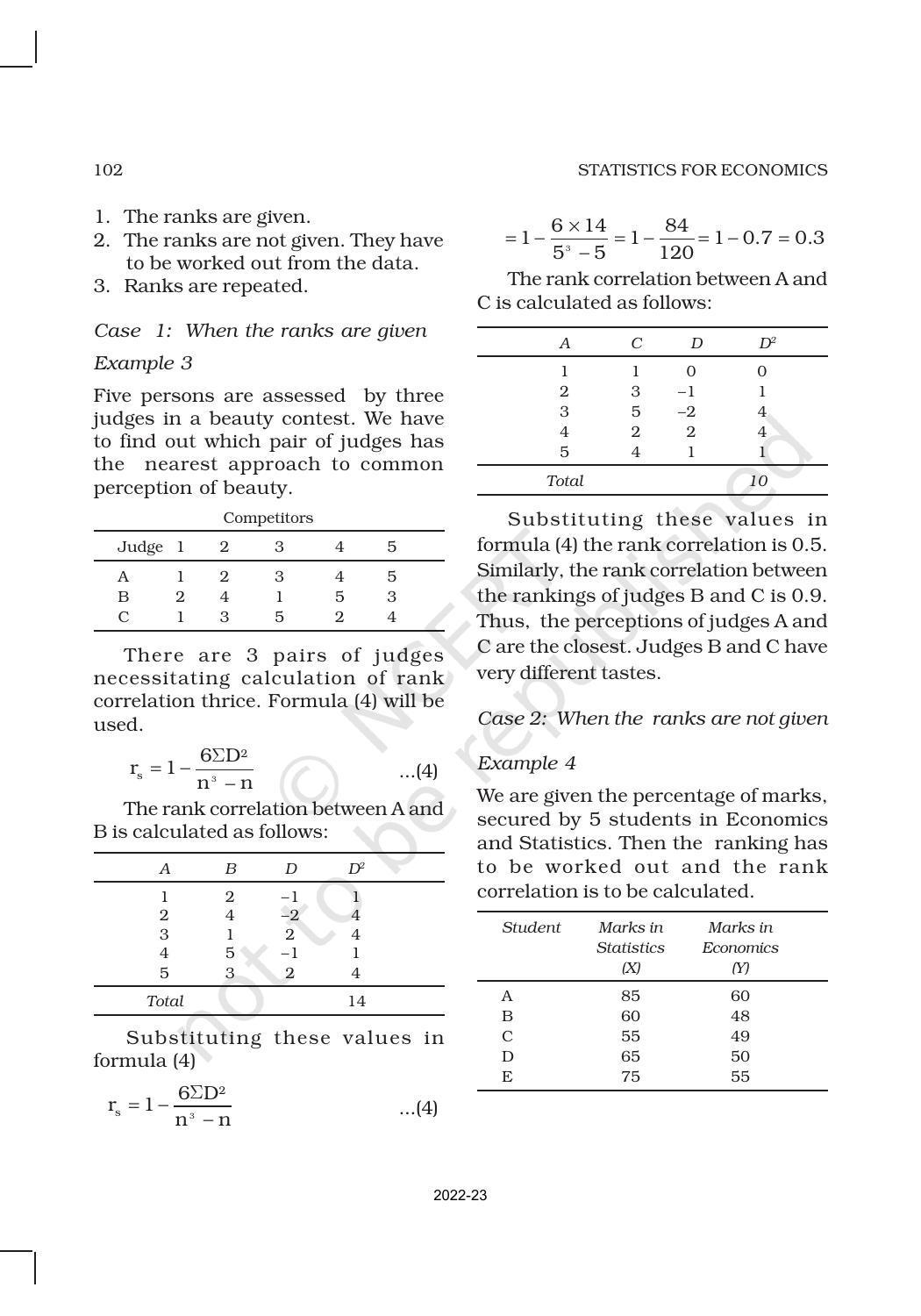 NCERT Book for Class 11 Economics (Statistic Economics) Chapter 7 Correlation - Page 12