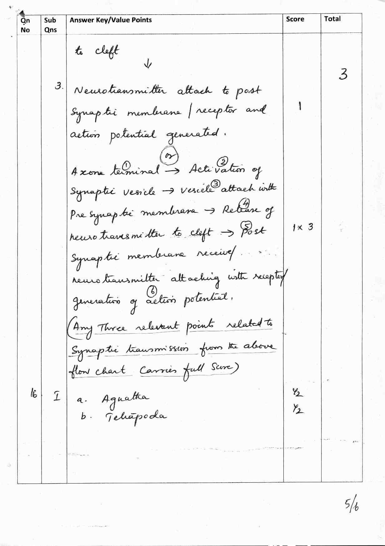 Kerala Plus One 2017 Biology (Zoology) Answer Key - Page 5