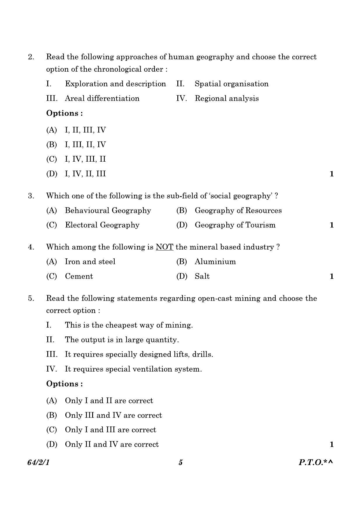 CBSE Class 12 64-2-1 Geography 2023 Question Paper - Page 5