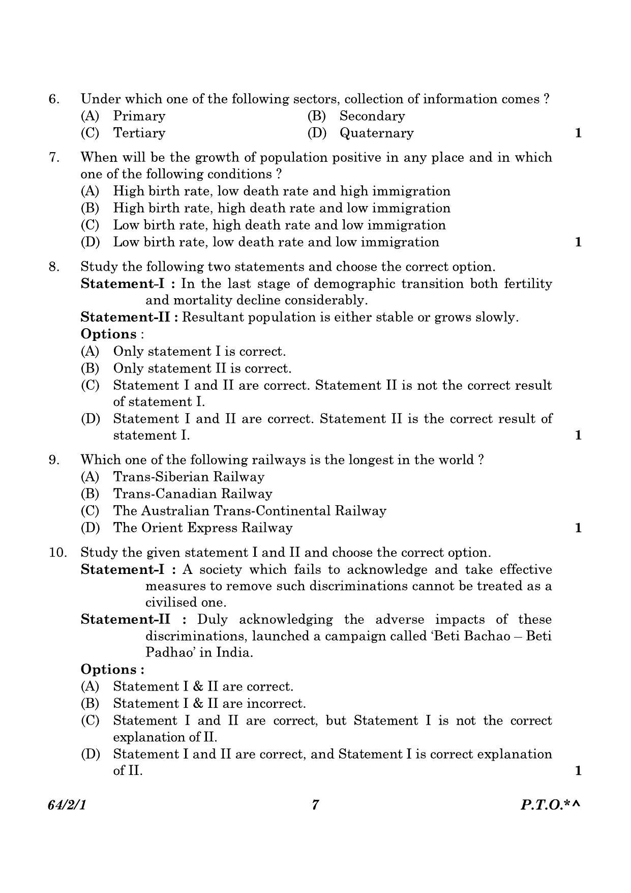 CBSE Class 12 64-2-1 Geography 2023 Question Paper - Page 7