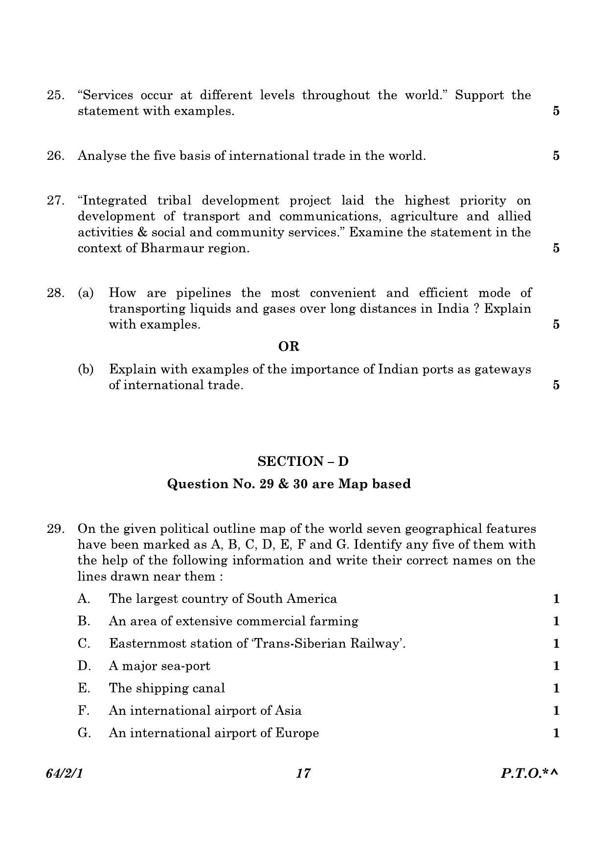 CBSE Class 12 64-2-1 Geography 2023 Question Paper - Page 17