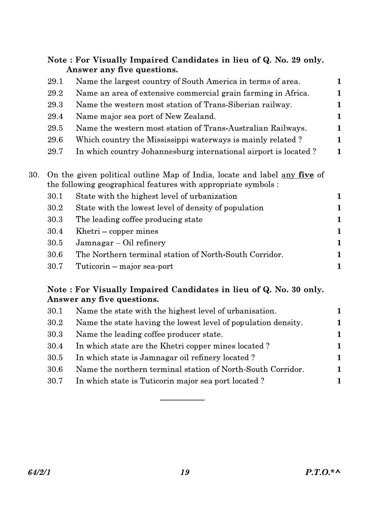 CBSE Class 12 64-2-1 Geography 2023 Question Paper - Page 19