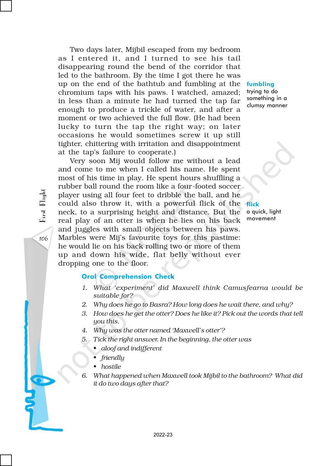 NCERT Book for Class 10 English (First Flight) Chapter 8 Mijbil the Otter - Page 5