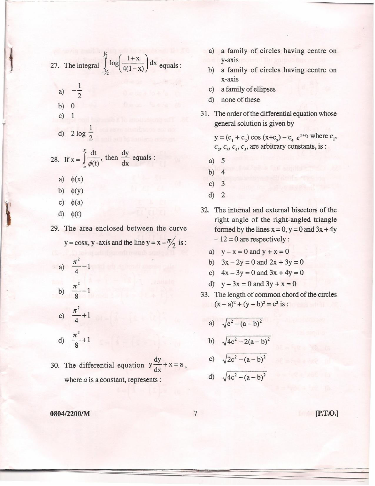 APJEE Mathematics 2008 Question Paper - Page 6
