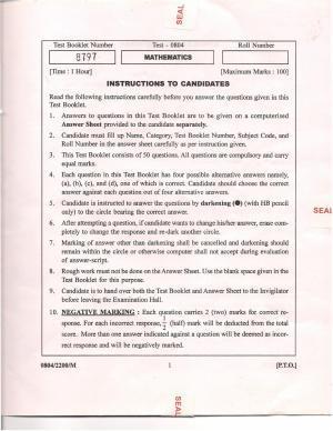 APJEE Mathematics 2008 Question Paper