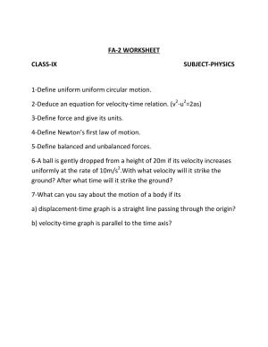 CBSE Worksheets for Class 9 Physics Assignment 4