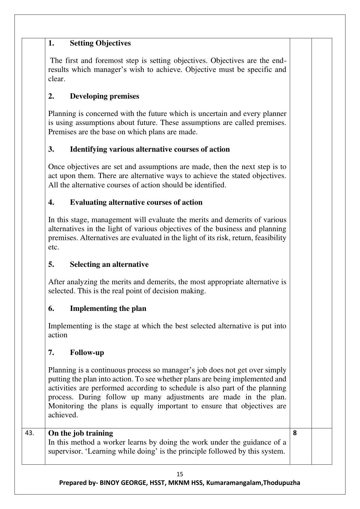 Kerala Plus Two 2021 Business Studies Annual Answer Key - Page 15