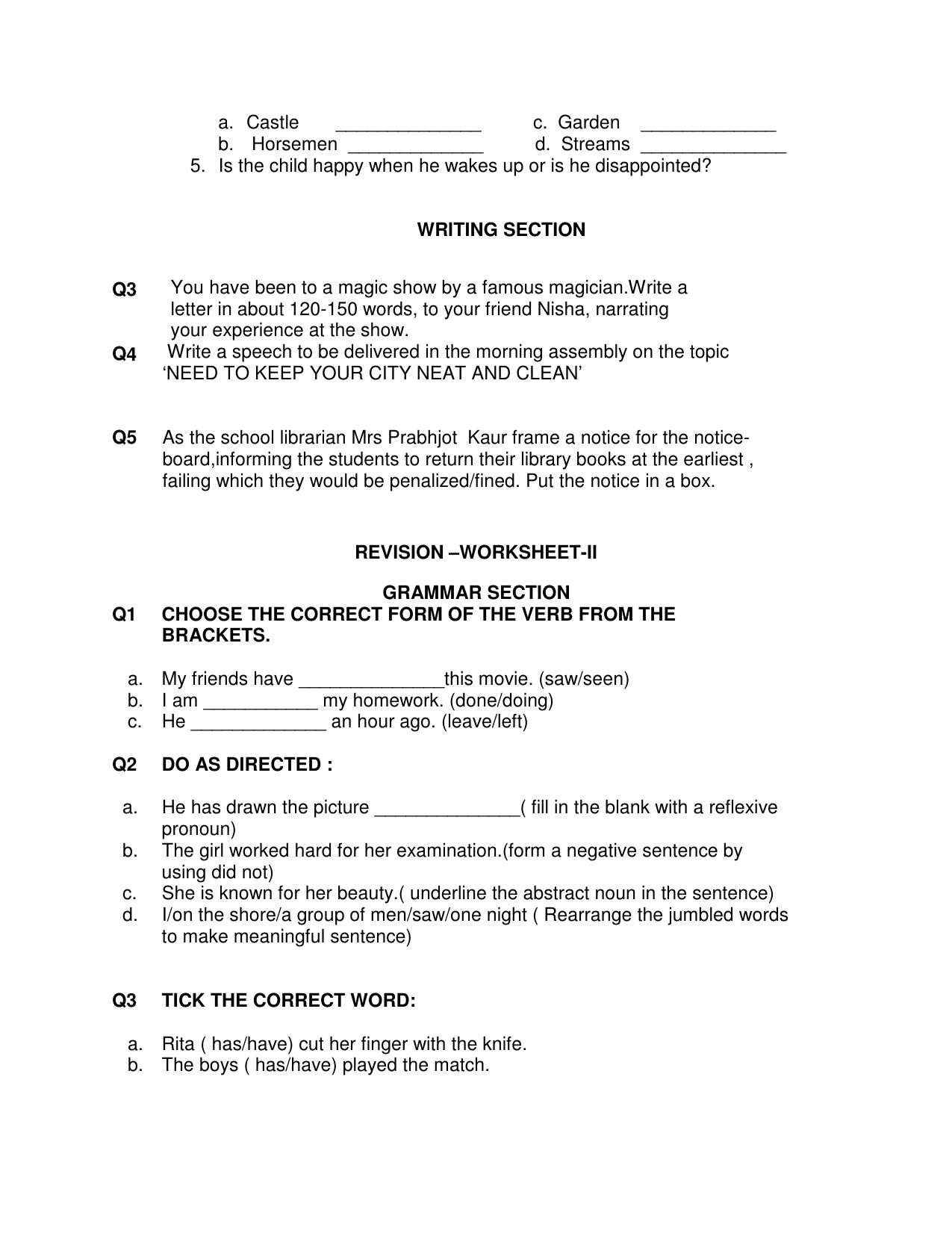 CBSE Worksheets for Class 6 English Assignment 9 - Page 3