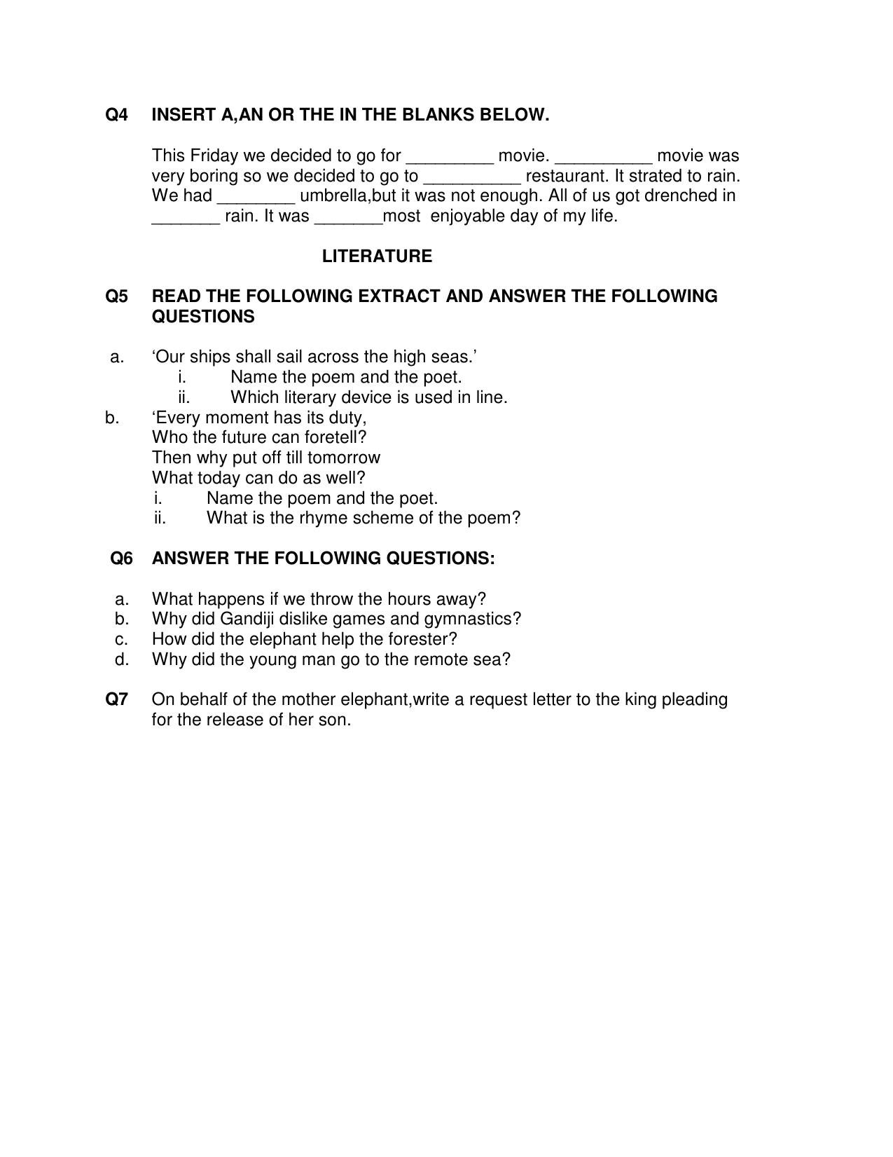 CBSE Worksheets for Class 6 English Assignment 9 - Page 4