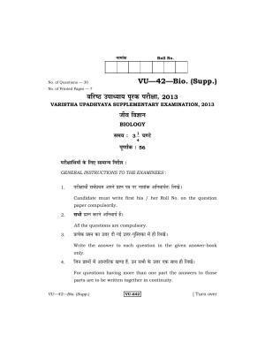 RBSE 2013 Biology (Sup.) Varishtha Upadhyay Question Paper