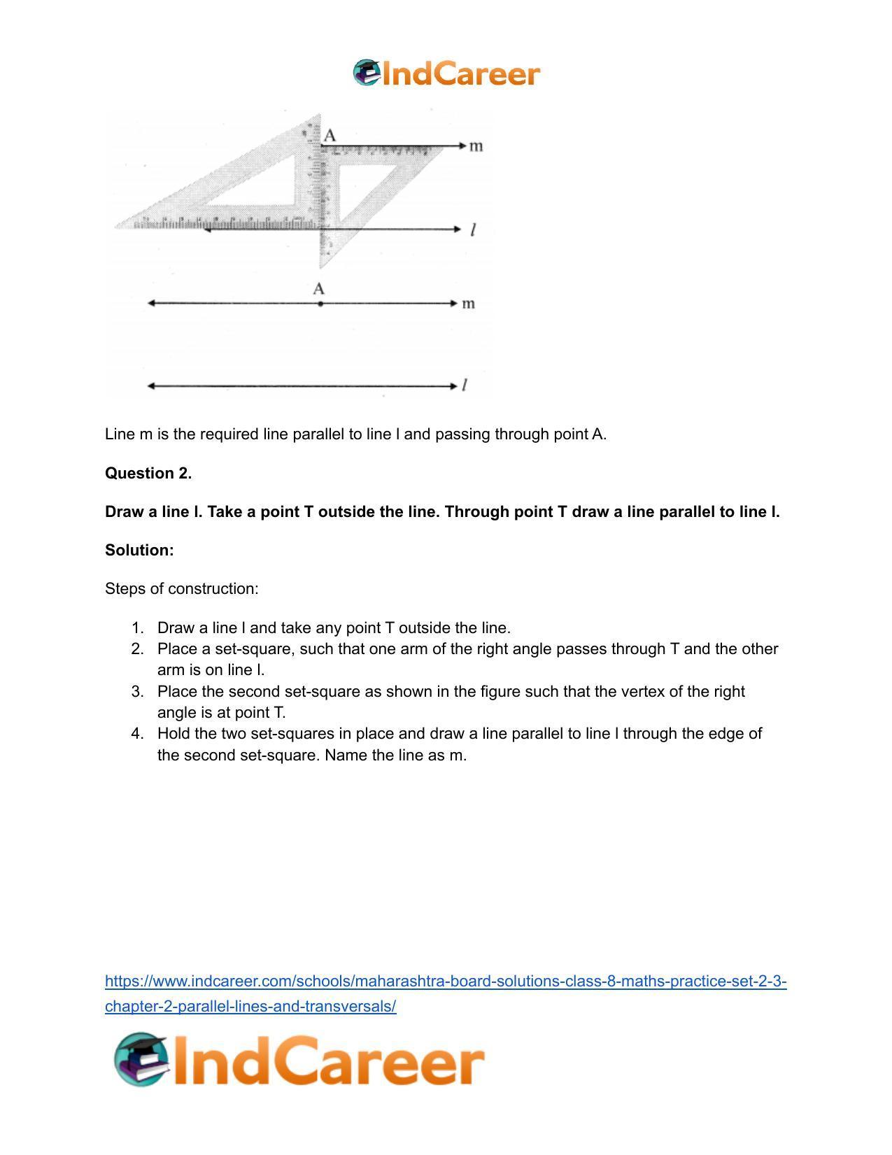 Maharashtra Board Solutions Class 8-Maths (Practice Set 2.3): Chapter 2- Parallel Lines and Transversals - Page 3