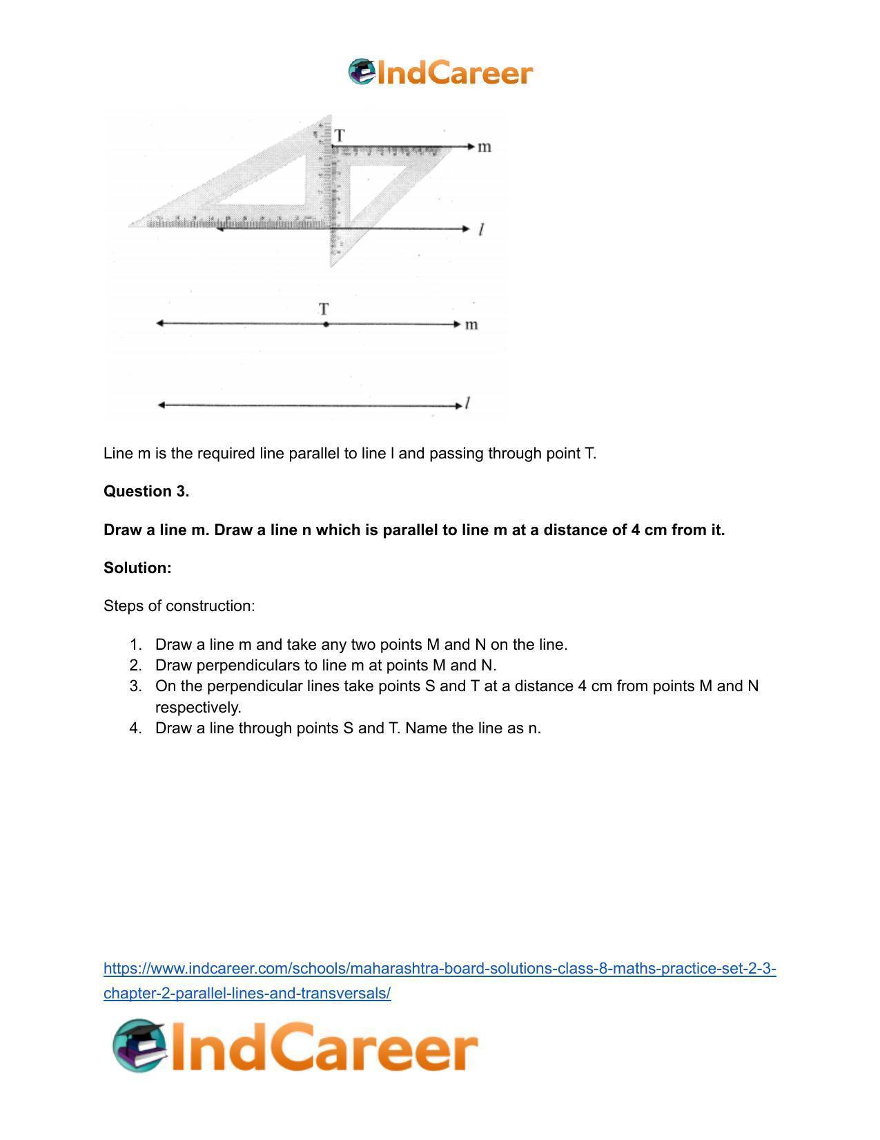 Maharashtra Board Solutions Class 8-Maths (Practice Set 2.3): Chapter 2- Parallel Lines and Transversals - Page 4