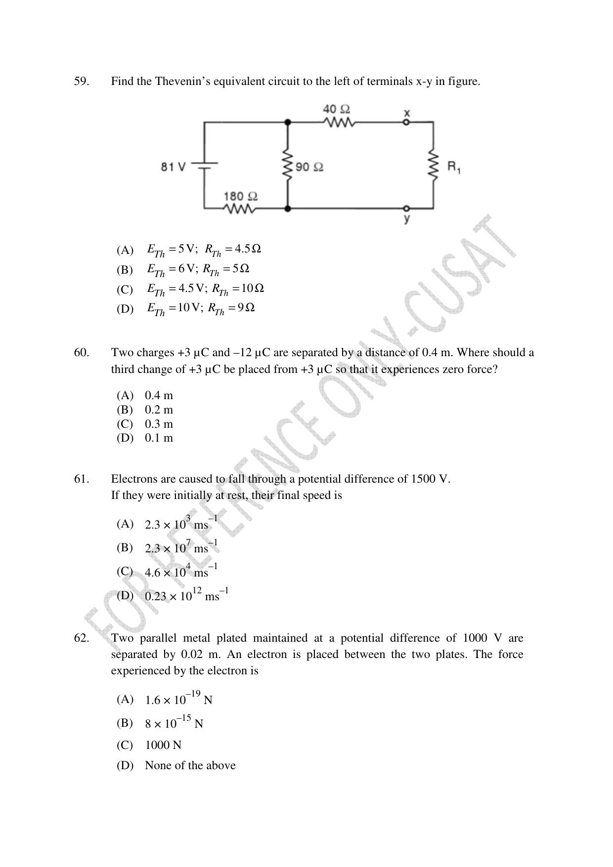 CUSAT CAT 2022 ELECTRONICS Question Paper - Page 12
