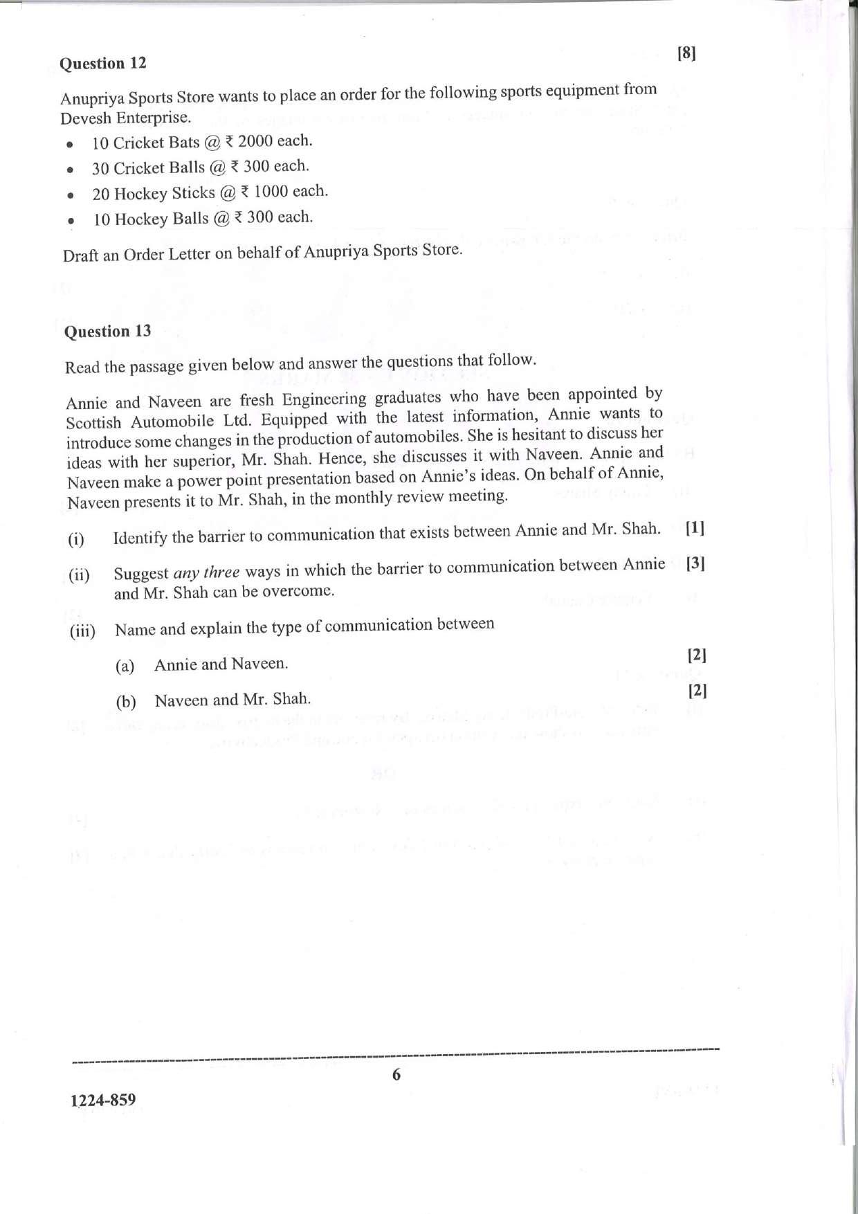 ISC Class 12 Business Studies 2024 Question Paper - Page 6