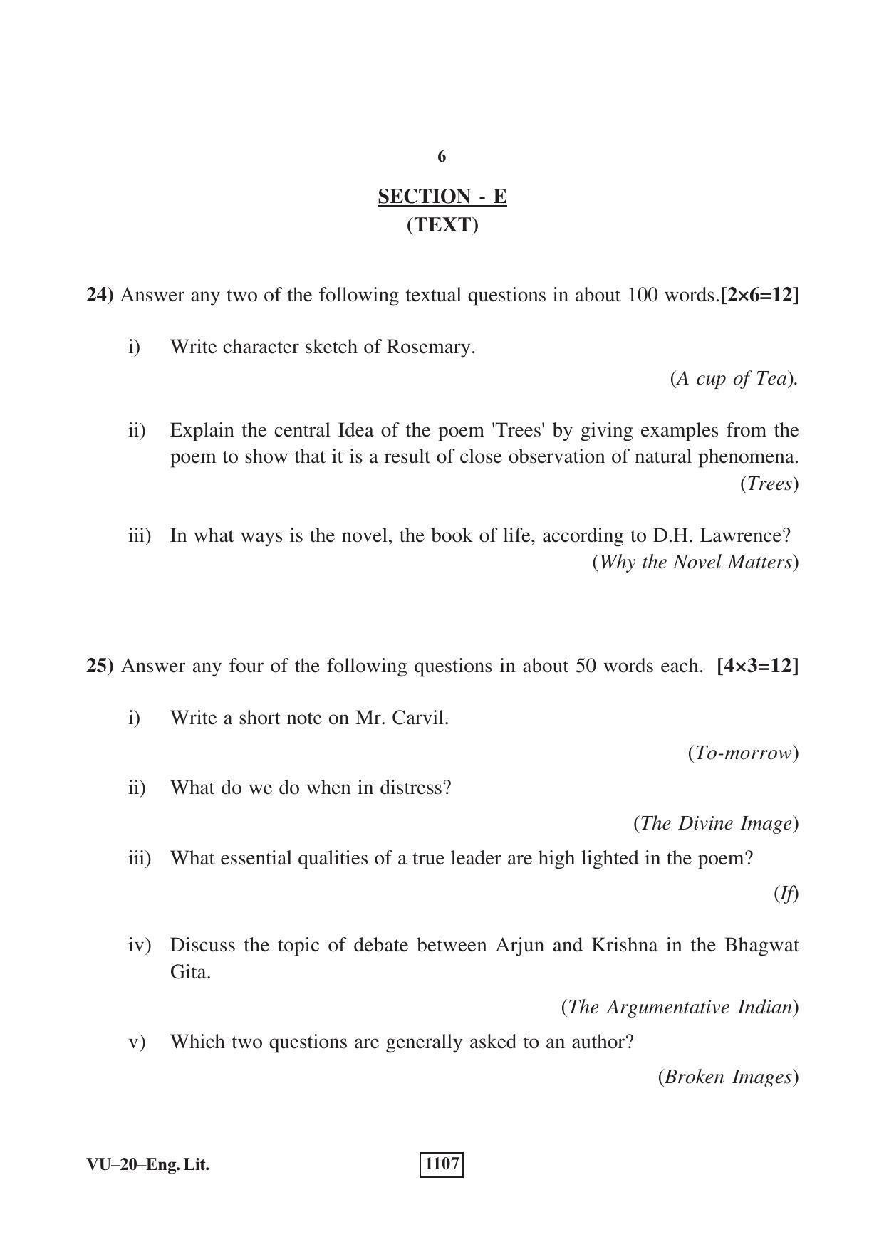 RBSE English Literature 2018 Varishtha Upadhyay Question Paper - Page 6