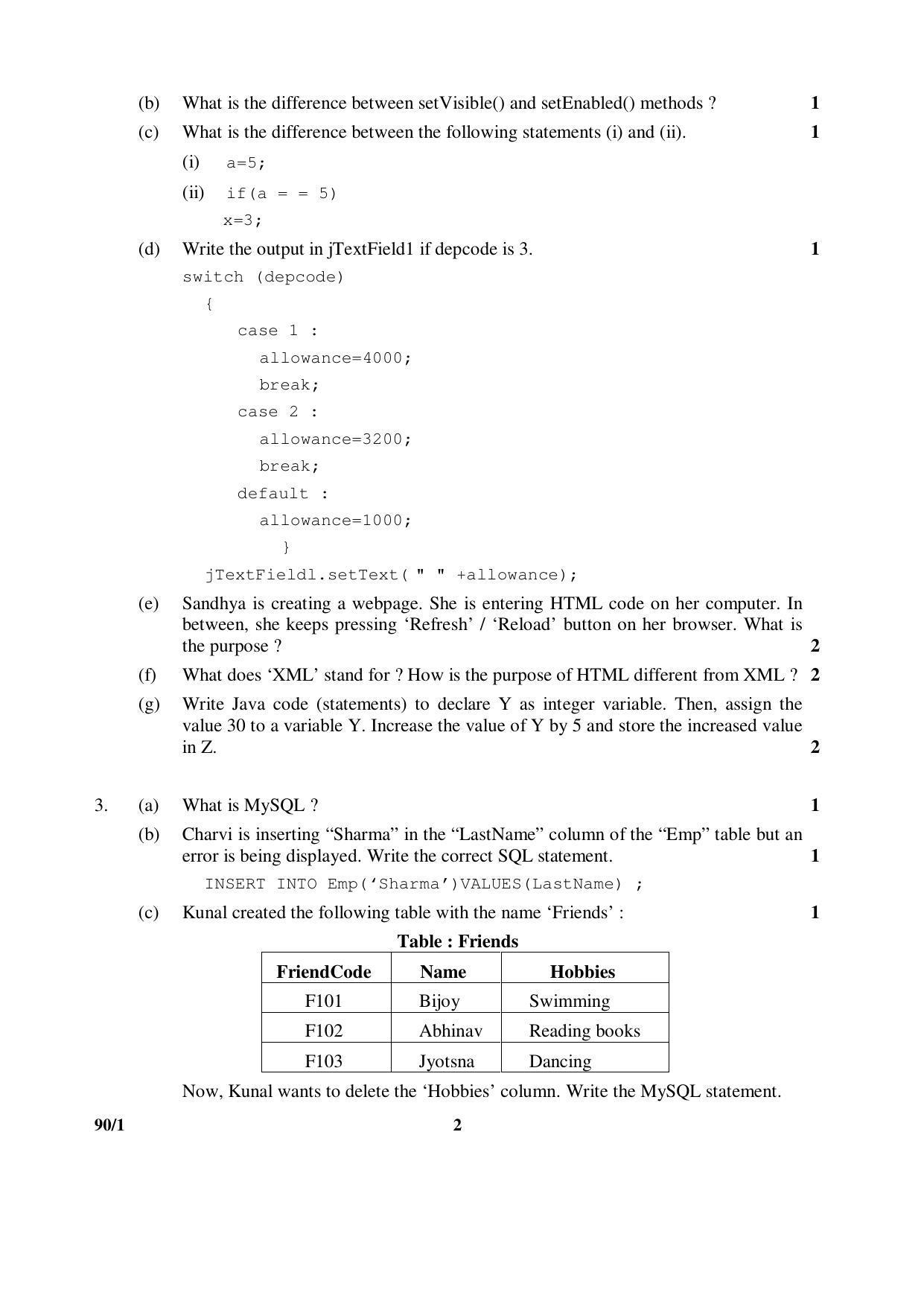 CBSE Class 12 90-1 INFORMATICS PRACTICES 2016 Question Paper - Page 2