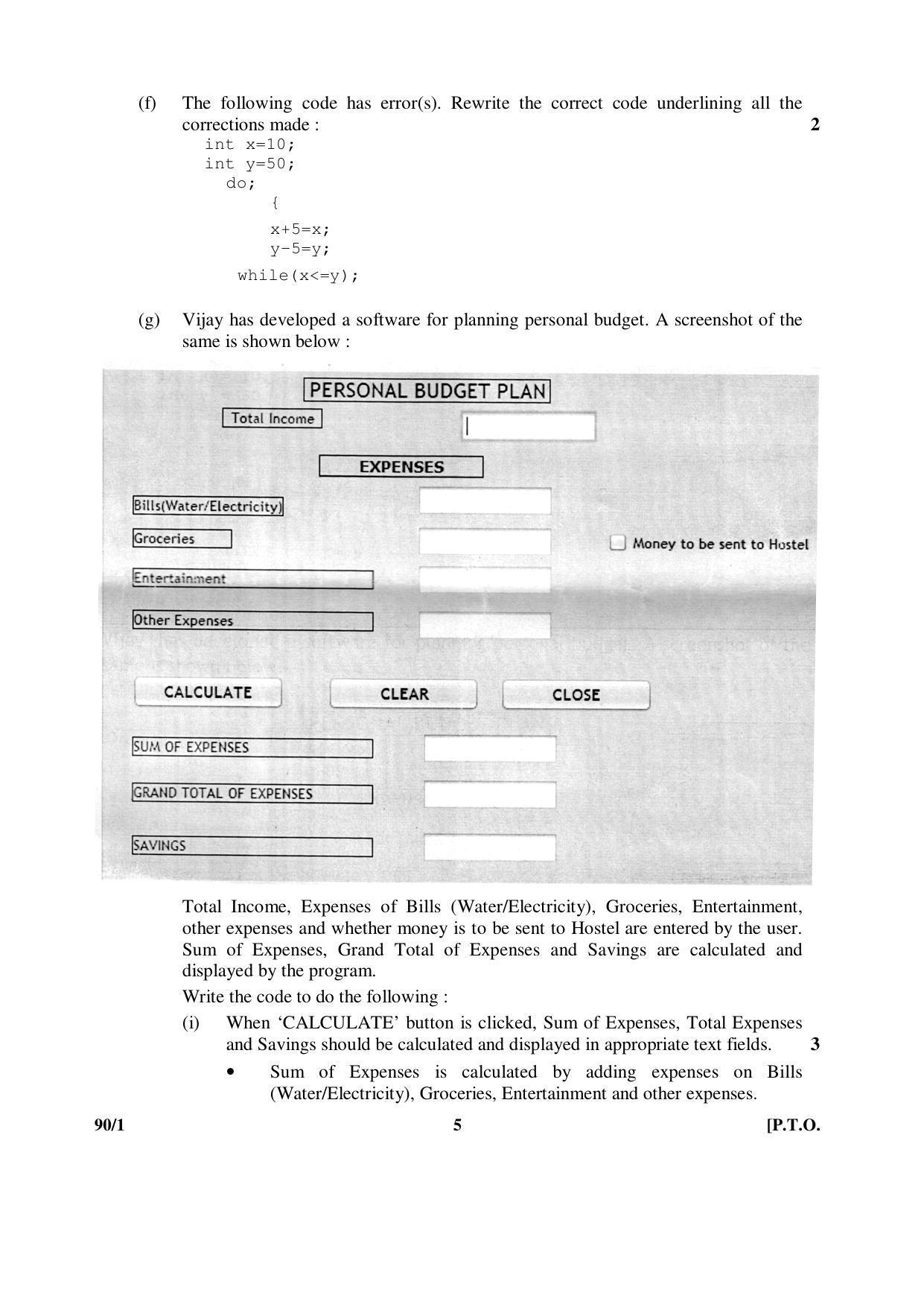 CBSE Class 12 90-1 INFORMATICS PRACTICES 2016 Question Paper - Page 5