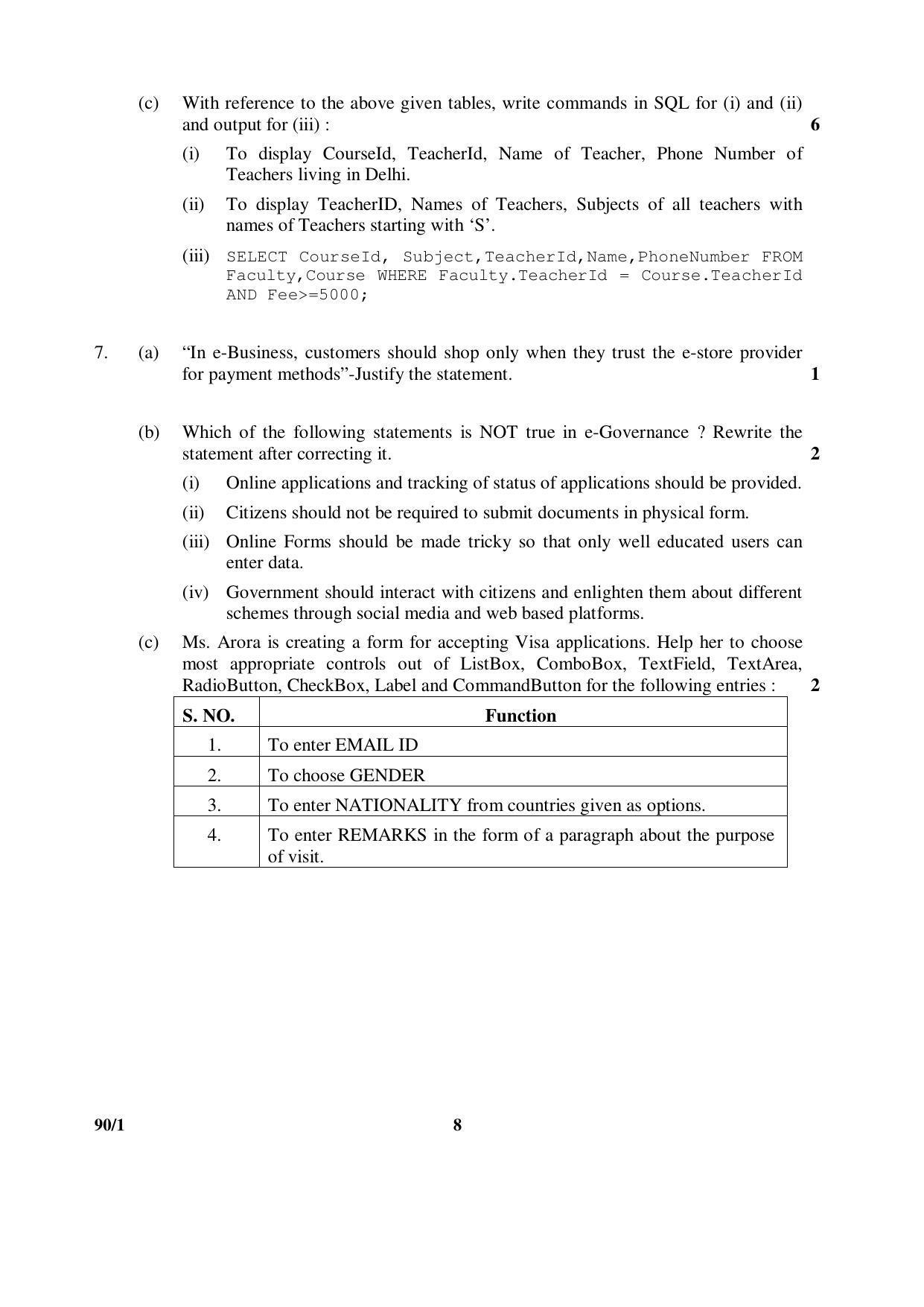 CBSE Class 12 90-1 INFORMATICS PRACTICES 2016 Question Paper - Page 8