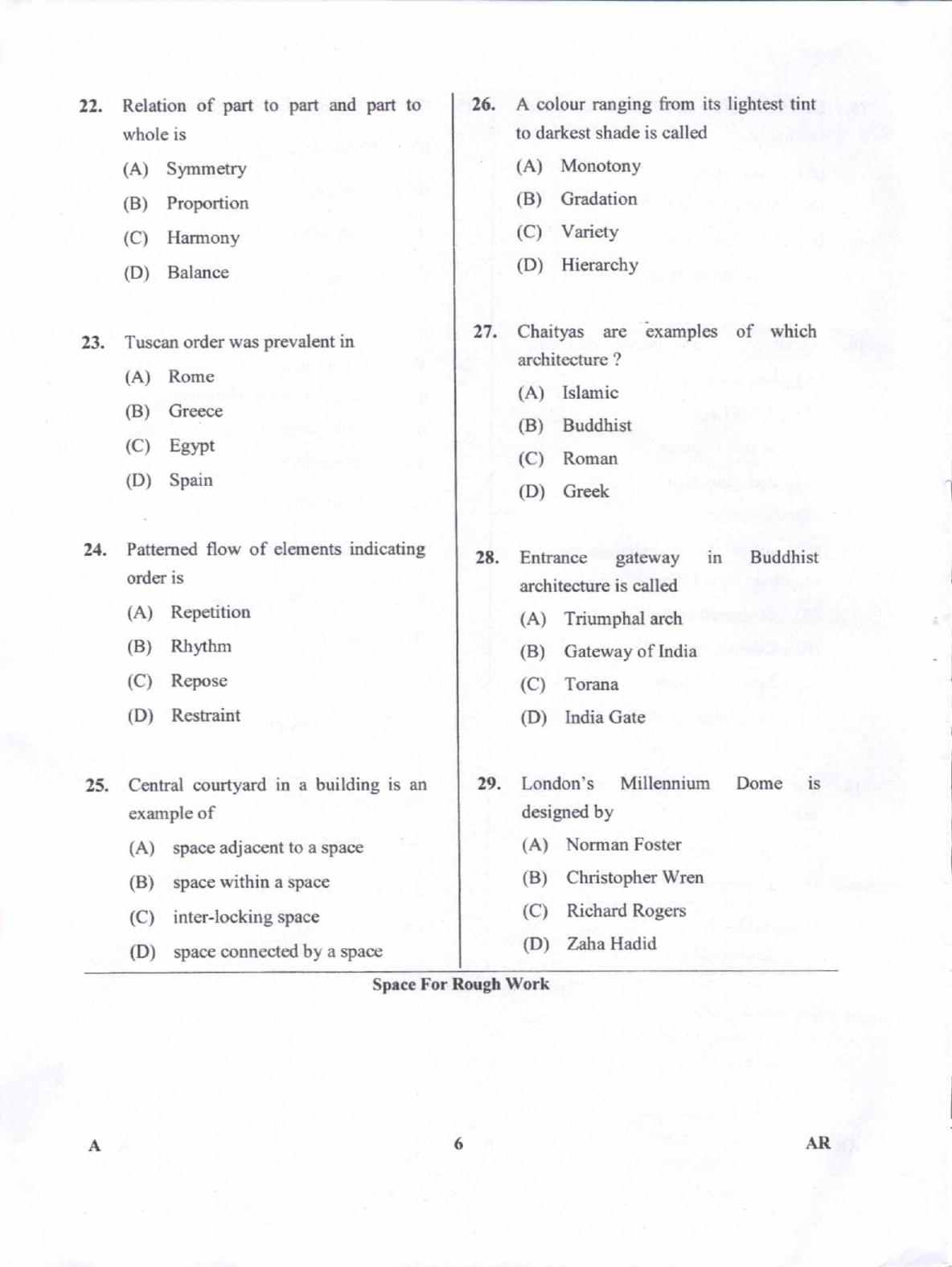 Karnataka PGCET 2018 Architecture Question Paper - Page 6