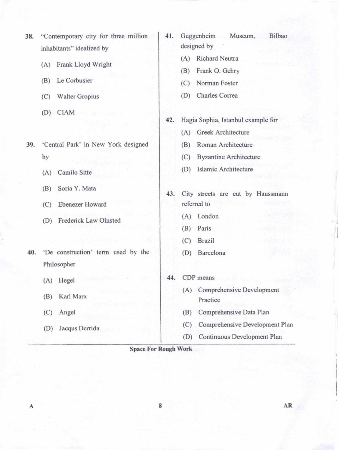 Karnataka PGCET 2018 Architecture Question Paper - Page 8