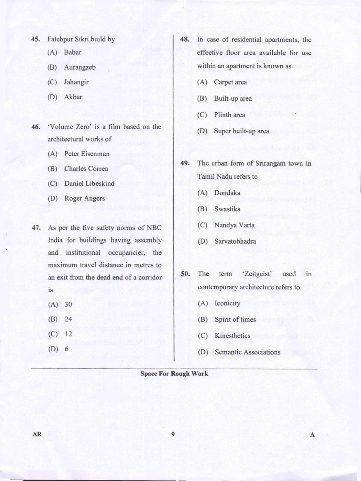 Karnataka PGCET 2018 Architecture Question Paper - Page 9