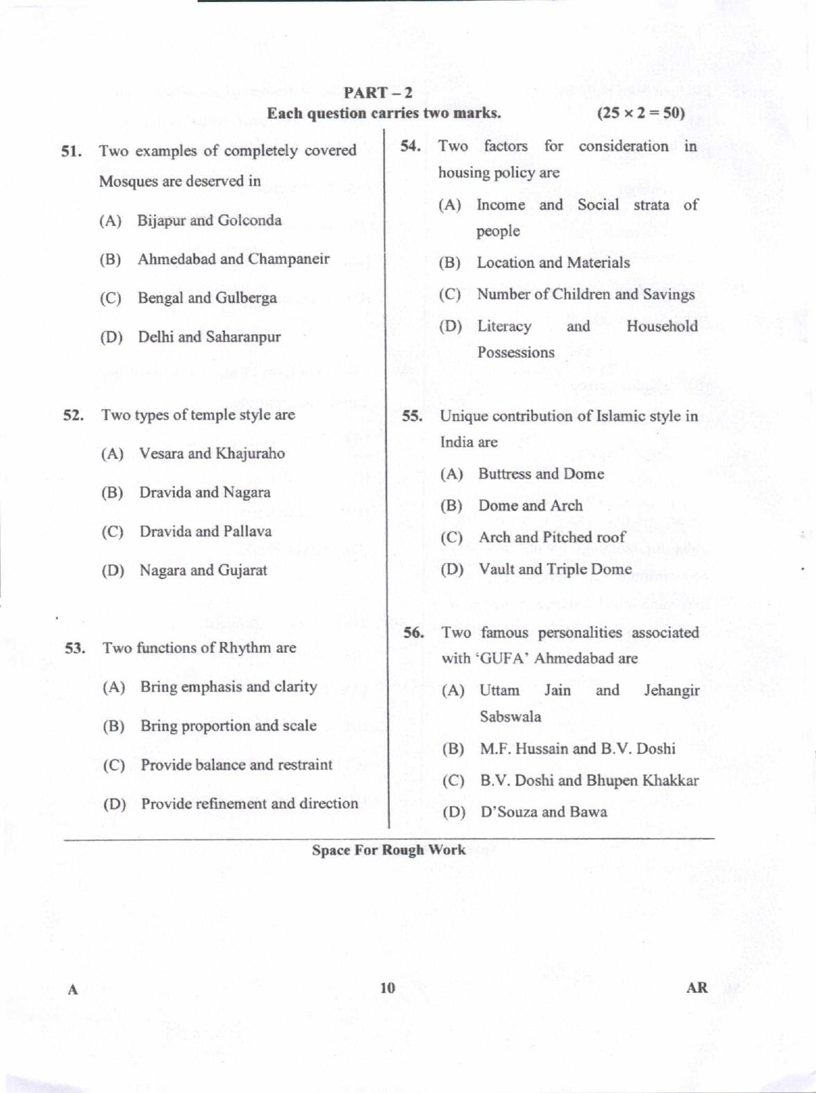 Karnataka PGCET 2018 Architecture Question Paper - Page 10