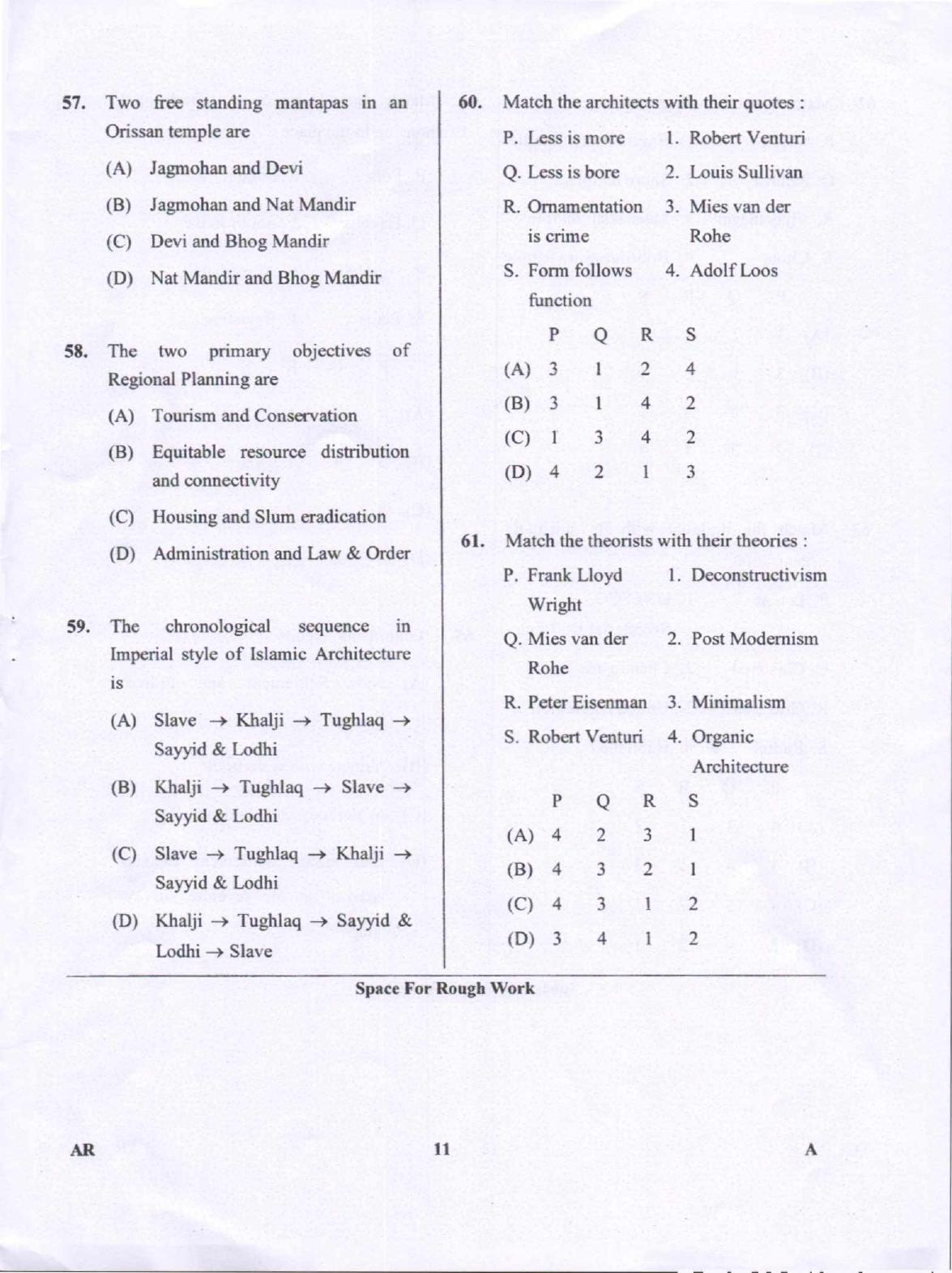 Karnataka PGCET 2018 Architecture Question Paper - Page 11