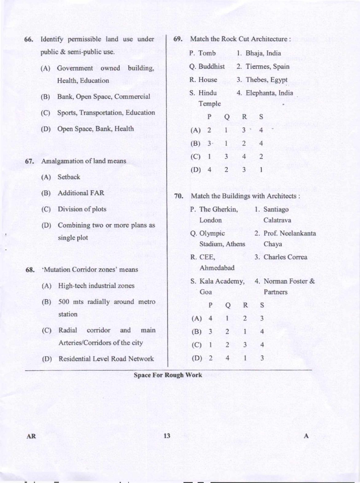 Karnataka PGCET 2018 Architecture Question Paper - Page 13