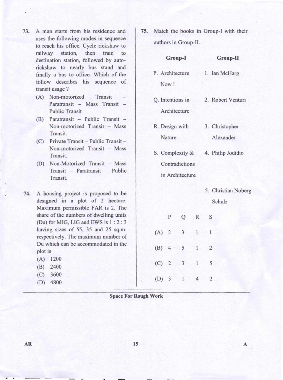 Karnataka PGCET 2018 Architecture Question Paper - Page 15