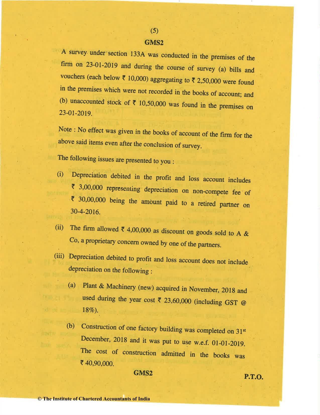 CA Final Nov 2019 Question Paper -Paper 7 – Direct Tax Laws and International Taxation - Page 5