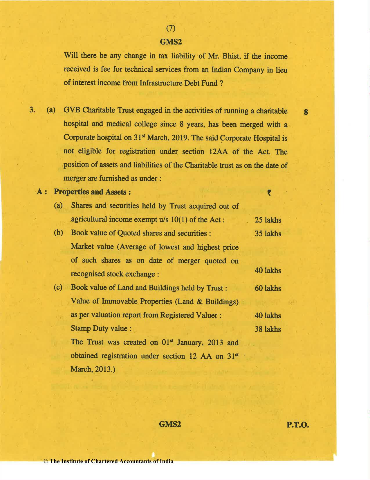 CA Final Nov 2019 Question Paper -Paper 7 – Direct Tax Laws and International Taxation - Page 7