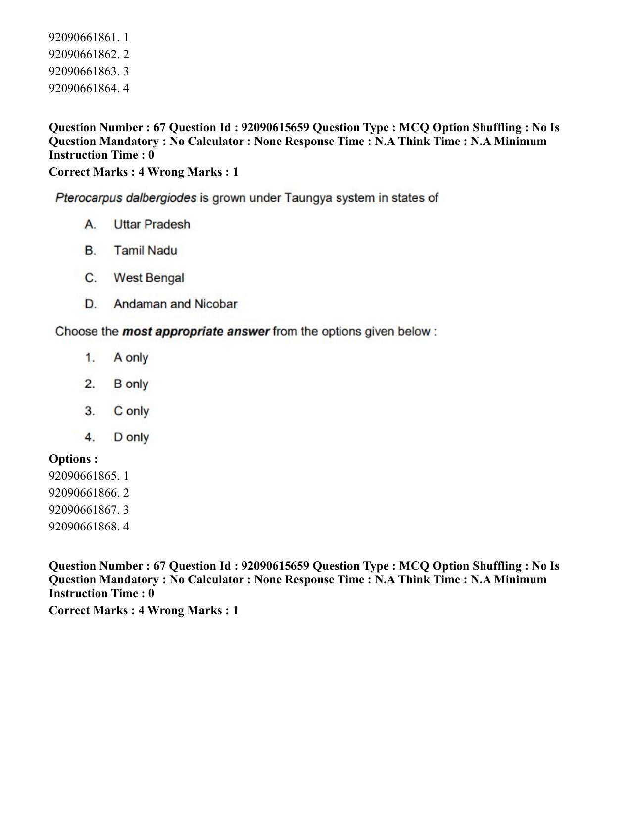 CUET PG 2023: SCQP02 – Agro-forestry(Eng) - Shift 3 (12-06-2023) Question Paper - Page 69