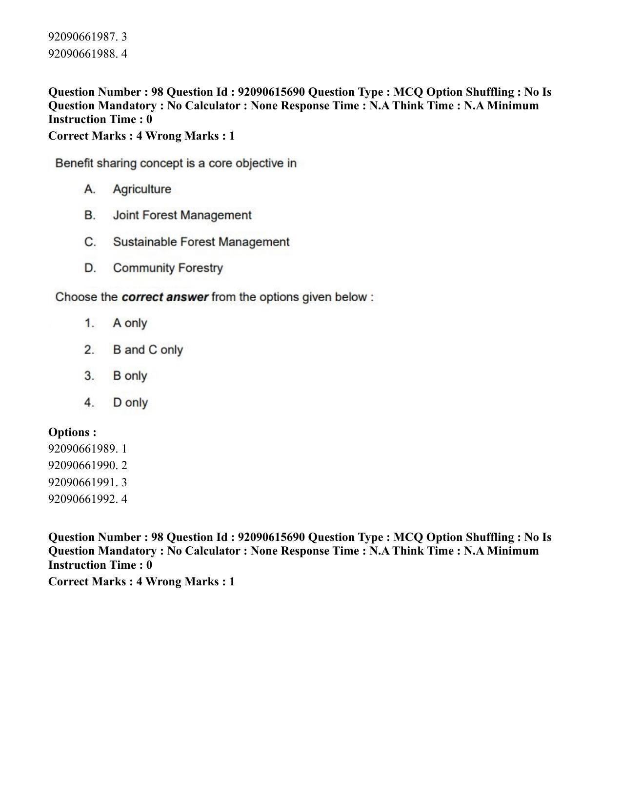 CUET PG 2023: SCQP02 – Agro-forestry(Eng) - Shift 3 (12-06-2023) Question Paper - Page 102