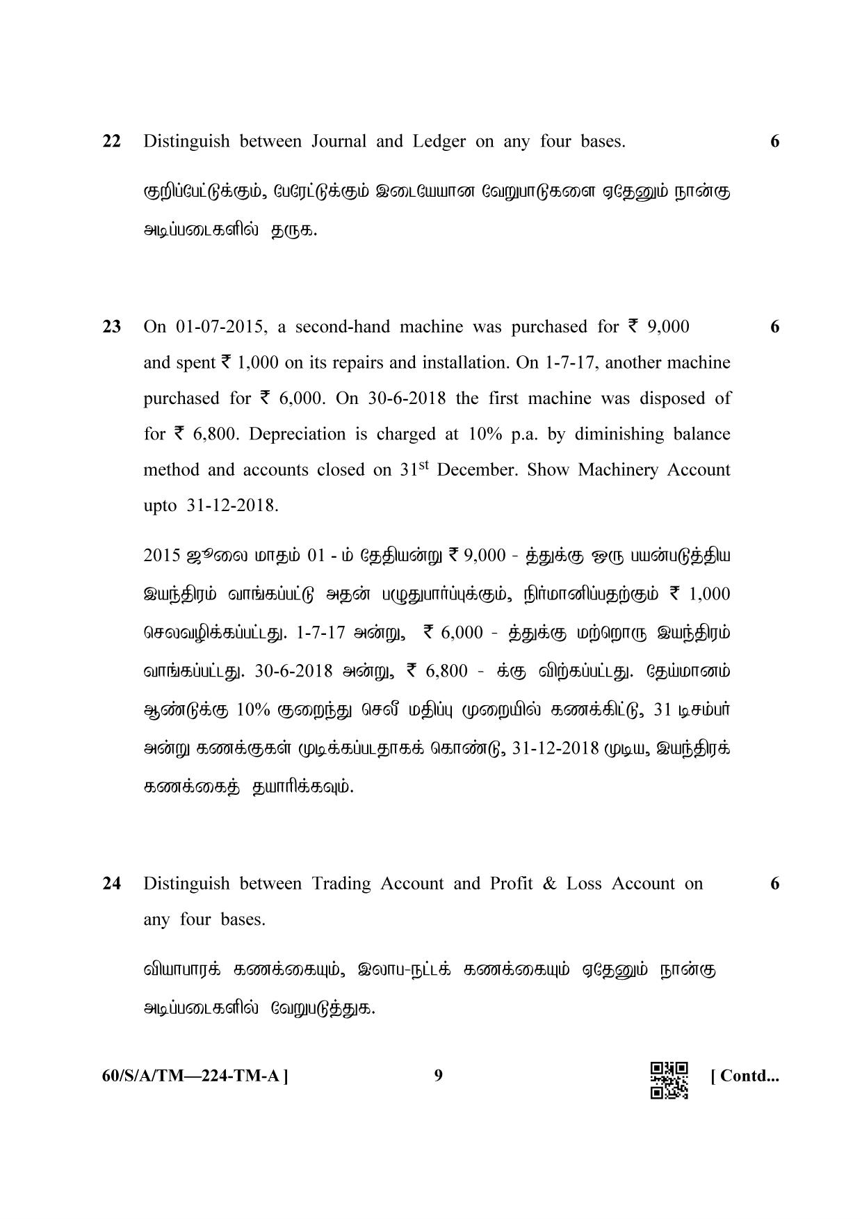 NIOS Jan-Feb 2021 Class 10 Accountancy (TM) Question Paper - Page 9