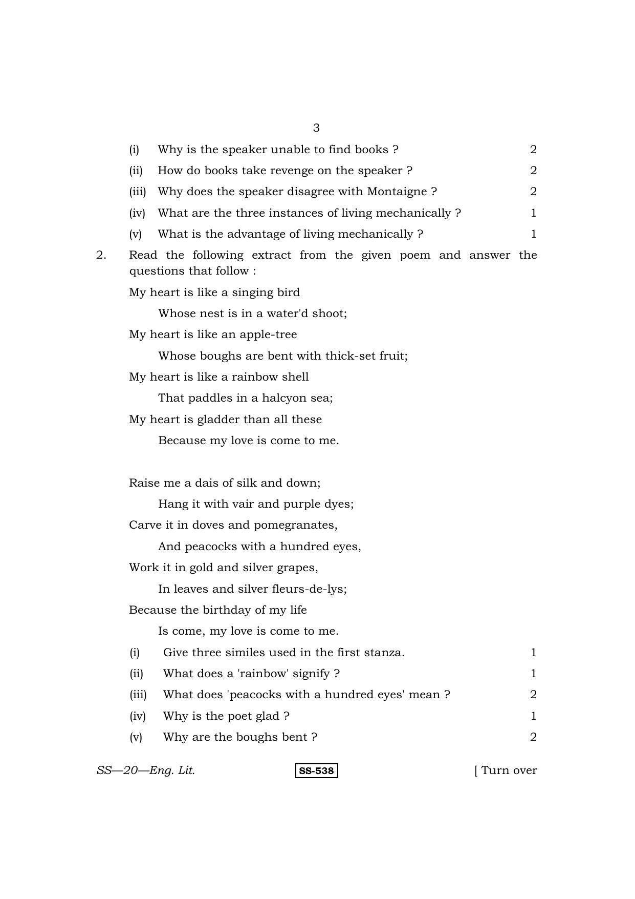 Class 12 2013 English Literature RBSE Question Paper - Page 3
