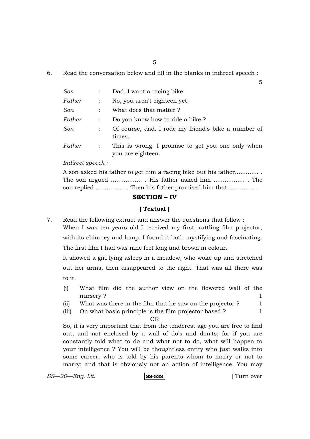 Class 12 2013 English Literature RBSE Question Paper - Page 5