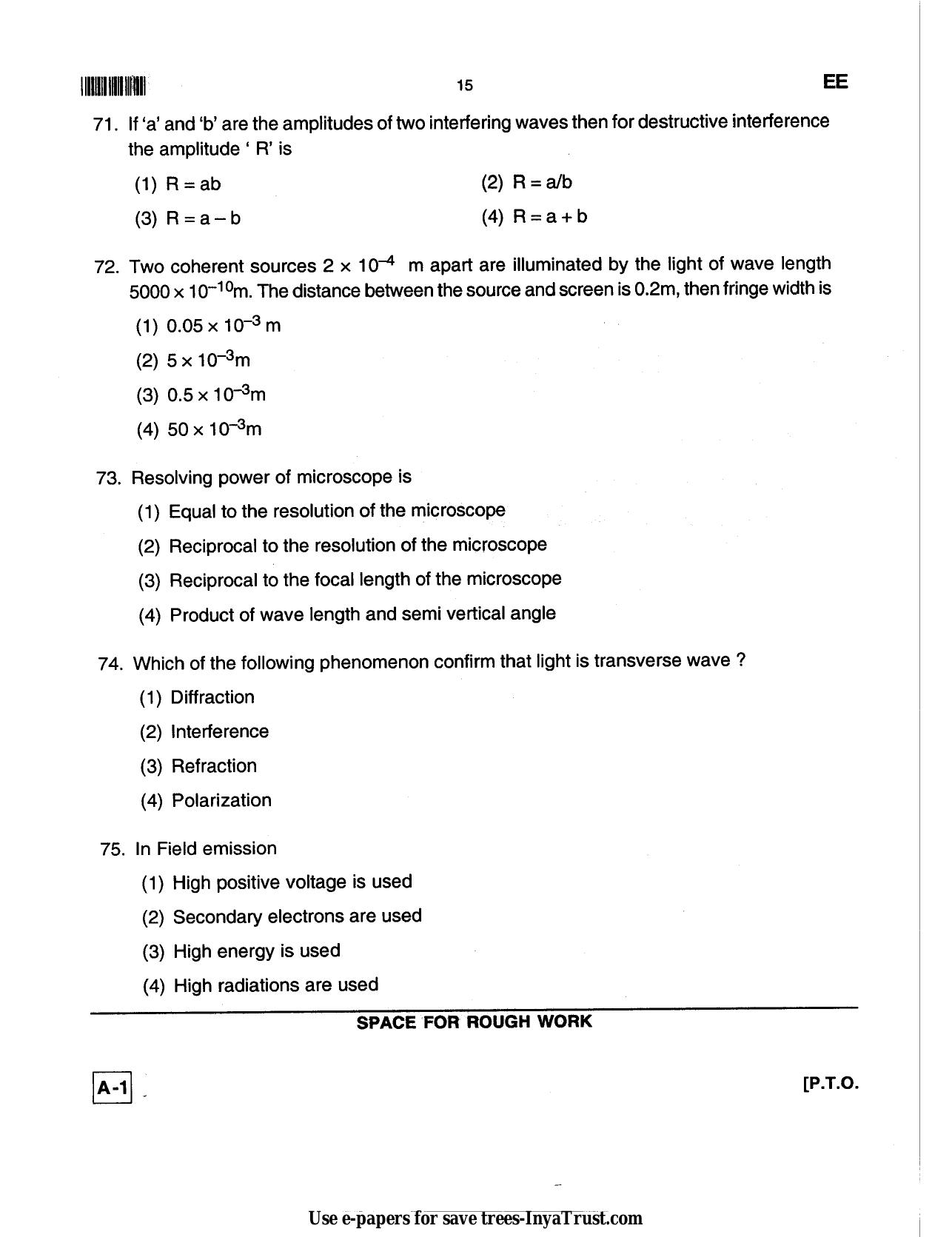 Karnataka Diploma CET- 2013 Electrical and Electronics Engineering Question Paper - Page 15